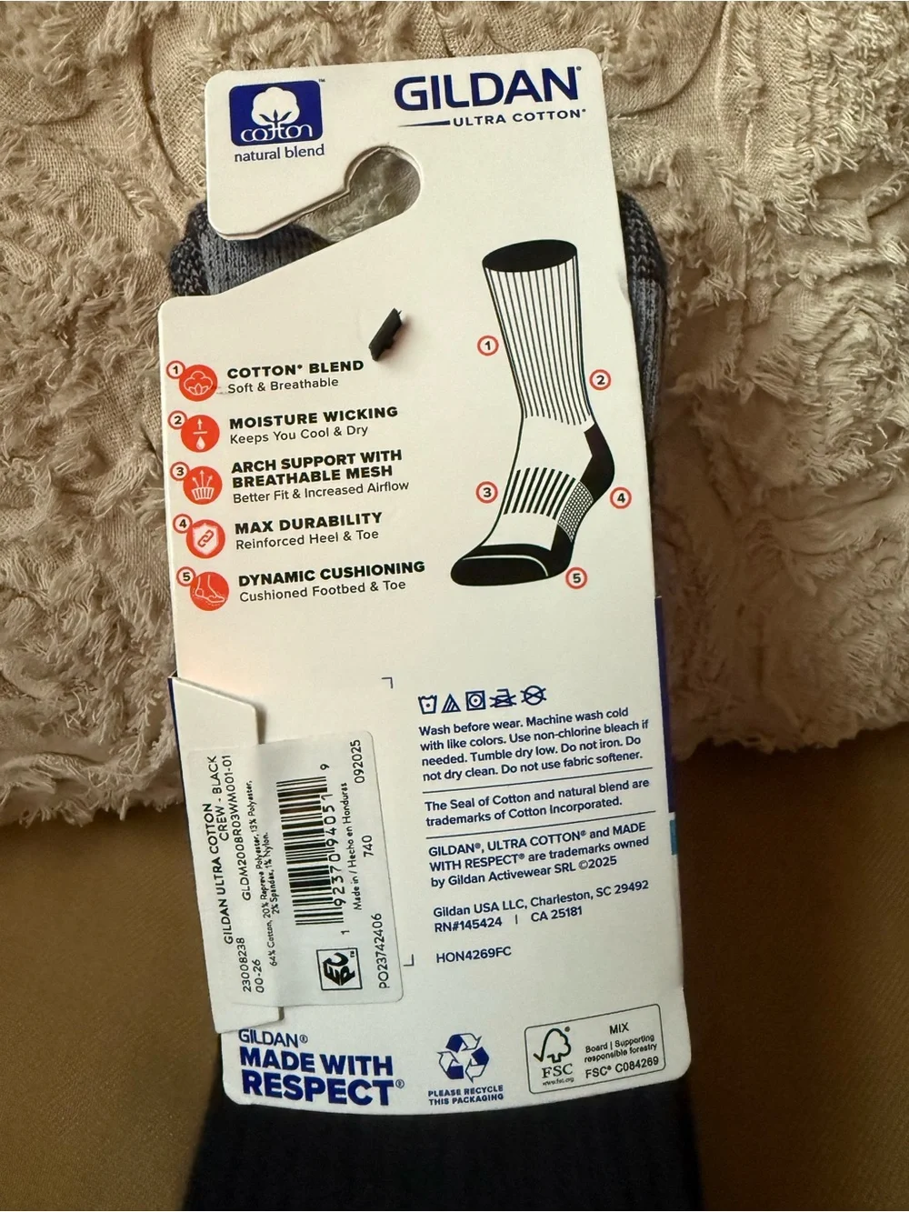 Gildan Men's Cushion Crew Socks - Black & Gray Duo